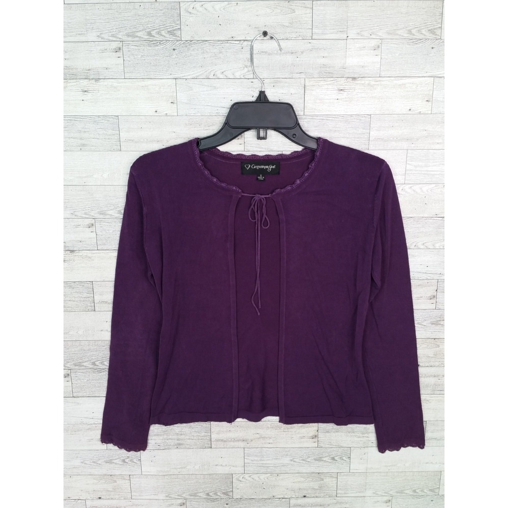 Women's Y2K Cinnamon Girl Purple Cardigan Top Blouse Size S Small Light Blouse